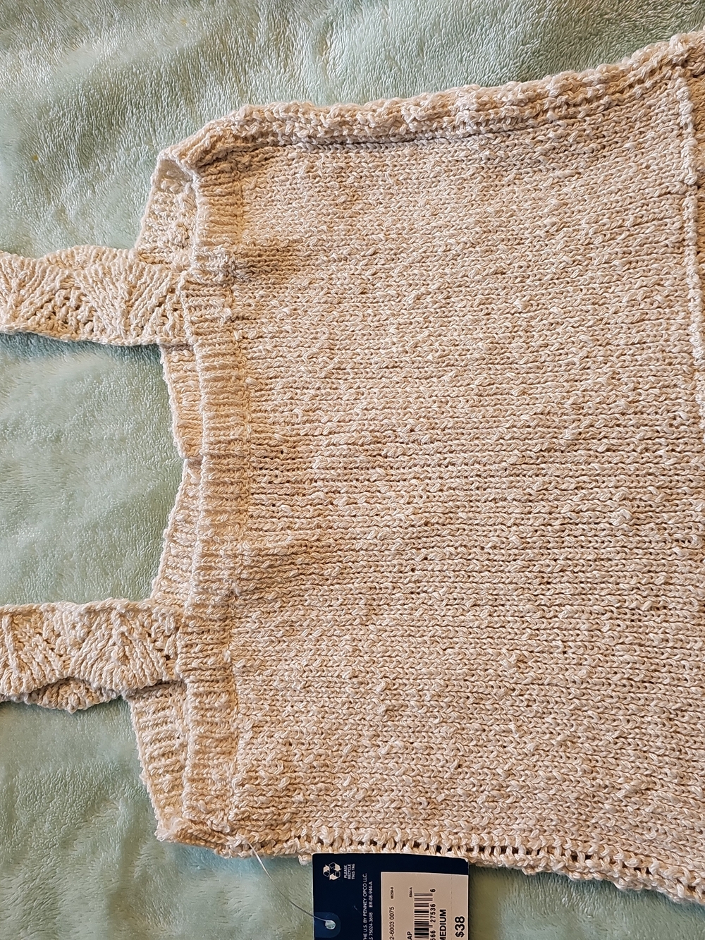 Knit Cream Lace-Up Tank Top - Picture 4 of 5